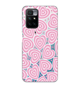 Redmi 10 2022 Uyumlu Kalp Desenli Şeffaf Telefon Kılıfı