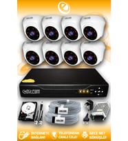 ELITCAM 8 Kameralı Dome 8 İç Kamera Set 320 GB HDD Full HD Gece Görüşlü Güvenlik Kamerası Sistemi