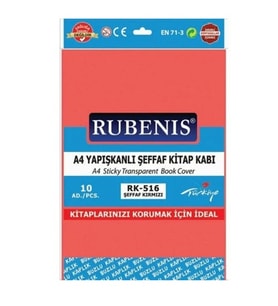 Hazır Kitap Kabı Şeffaf 10Lu Kırmızı