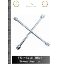 #BijonAnahtarı Istavroz Çelik 17 19 21 22 mm Dayanıklı Oto Lastik Ekipmanı 4'lü Nikelajlı Bijon Sökm