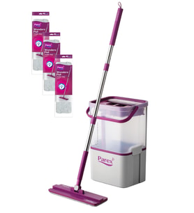 Wondero Flat Şeffaf Temizlik Seti + 3 Adet Yedek Mop Avantaj Paketi