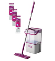 Wondero Flat Şeffaf Temizlik Seti + 3 Adet Yedek Mop Avantaj Paketi
