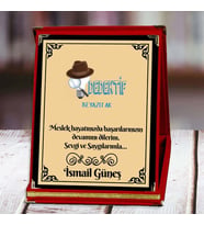 Dedektif Baskılı Plaket (1. Tasarım)  Kişiye Özel (Kırmızı)