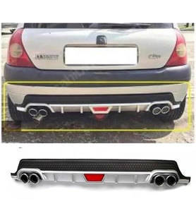 Renault Clio Mk2 Gri Difüzör Difizör Yuvarlak Egzoz Görünüm Kulaklı Tip 1998-2005
