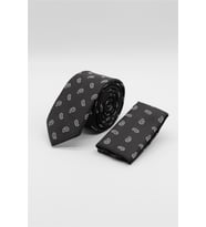 Siyah-Beyaz Desenli 6 Cm Kravat 1090255120