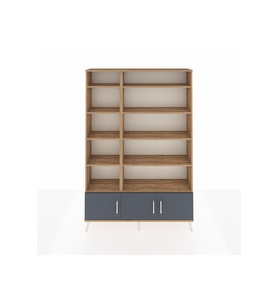 Arges Dolap 10 Raflı 3 Kapaklı 132x30x195 Çam-Antrasit/Çam