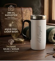 Kişiye Özel Hediyelik Ofis İçi Bardak Termos 280mL. - Ofis Çay Termosu Beyaz