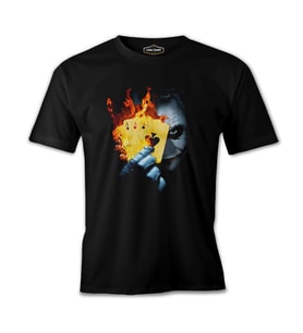 Joker - Cards in Fire Siyah Erkek Tshirt