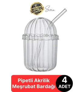 4'lü Kapaklı Cam Pipetli Kristal Sert Mika Bardak Limonata Çay Kahvaltı Kupa Kahve Fincan Pinterest