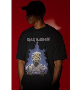 Tasarım Iron Maiden Rock Metal Müzik Grubu Baskılı Unisex Oversize Tişört