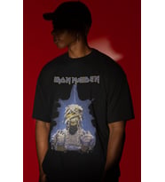Tasarım Iron Maiden Rock Metal Müzik Grubu Baskılı Unisex Oversize Tişört