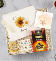 Kişiye Özel Bez El Çantası & Kupa & Beta Tea Çayı Hediye Seti (Turuncu)