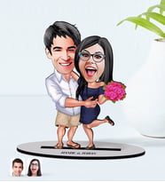 BK Gift Kişiye Özel İsimli Sevgililer Karikatürlü Ahşap Biblo Model-108