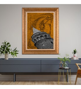 Altın Paspartulu Çerçeveli Tablo V614 (Gold)