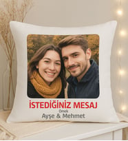 BK Gift Kişiye Özel İsimli&Fotoğraflı&Mesajlı Beyaz Kırlent Yastık-1, Sevgiliye Hediye, Arkadaşa Hediye