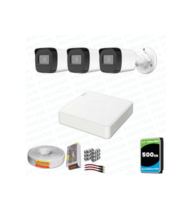 Provzen Hikvision 3 Kameralı Full HD Geniş Açı Güvenlik Kamerası 500GB Olay Anında bildirim