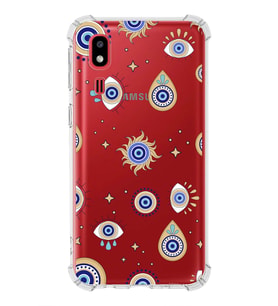 PrintiFy Samsung Galaxy A2 Core Uyumlu Nazar Boncuğu 5 Baskılı Şeffaf Köşe Korumalı Antişok Kılıf