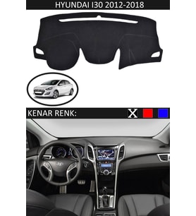 Hyundai I30 2012-2018 Için Uygun Torpido Koruma Halısı Siyah Kenar Renk Siyah