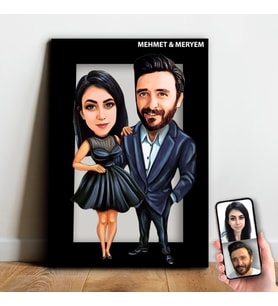 Kişiye Özel Sevgili Karikatür Ahşap Tablo - mx5