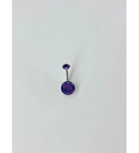 Rodyum Zirkon Taşlı Çelik Göbek - Pg0068