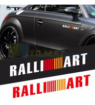 Mitsubishi Ralli Art Yan Kapı Oto Sticker Etiket Yapıştırma 2 Adet ( 27 x 3 Cm Ölçü )