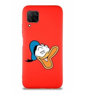 Huawei P40 Lite Soft Premier Kapak Donald Duck-E Tasarımlı Silikon Kılıf - Kırmızı (Şeffaf)