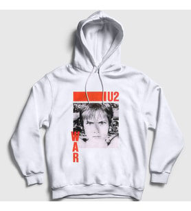 Presmono Unisex Beyaz War U2 Kapüşonlu Sweatshirt 121620tt