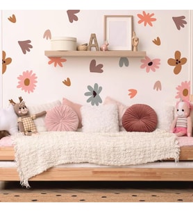 Soft Vintage Renkli Çiçekler Karışık Seri Botanik Bahçe Duvar Etiketleri 