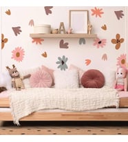 Soft Vintage Renkli Çiçekler Karışık Seri Botanik Bahçe Duvar Etiketleri 