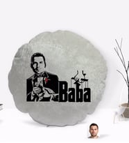 BK Gift Kişiye Özel Baba Godfather Silüet Yuvarlak Dekoratif Kırlent Yastık-2