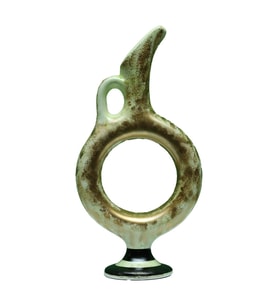 e38 EL İŞÇİLİĞİ HALKALI ÇİNİ VAZO 30*15 cm - 6422 (Beyaz)