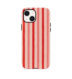 iPhone 15 Vorian Çift Katmanlı MagSafe Kılıf Coral Cream Stripe
