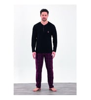 Estiva %100 Pamuk İki İplik Uzun Kol Erkek Pijama Takım (Siyah)