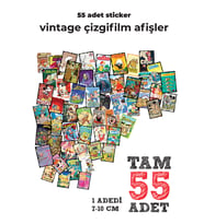 MeyArt Ajans 55 ADET VINTAGE ÇİZGİ FİLM ETİKET Yüksek Kalite Pvc Sticker MAÇFE-10001
