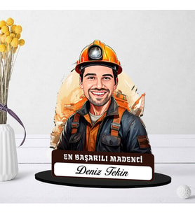 Kişiye Özel Erkek Madenciye Hediye Karikatürlü Biblo