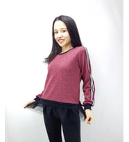 Toontoy Kız Çocuk Kol Üstü Ve Arkası Şeritli Sweatshirt (Kırmızı)