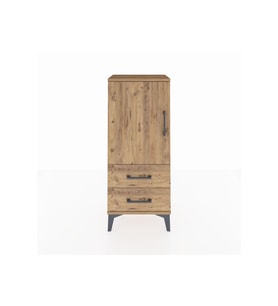 Arges Komodin 2 Raflı 2 Çekmeceli Tek Kapaklı 44x30x106 Çam-Çam