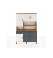 Arges Dolap 9 Raflı 4 Çekmeceli 4 Kapaklı 132x30x195 Çam-Aytaşı/Antrasit