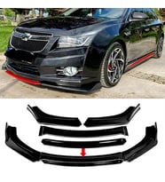 Chevrolet Cruze Siyah Renkli Şeritli Dilli Ön Lip 4 Prç Parlak Siyah ABS