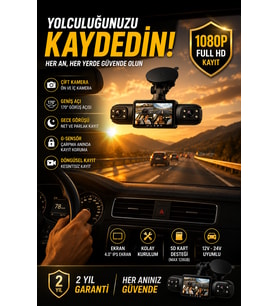 4 Kameraya Kadar Destekli Full HD Araç İçi Güvenlik Kamerası