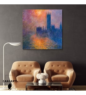Kare Kanvas  Tablo Ünlü Eserler Claude Monet Parlemento Evleri