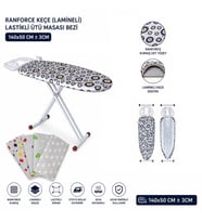 Ranforce Keçe Ütü Masası Bezi - Lastikli - Lamineli - 140x50 cm