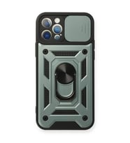 Apple İphone 12 Pro Kılıf Pars Lens Yüzüklü Silikon - Yeşil