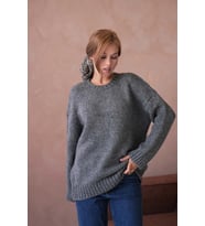 Kadın Bisiklet Yaka Yumuşak Dokulu Oversize Triko Kazak 3032 (Antrasit)