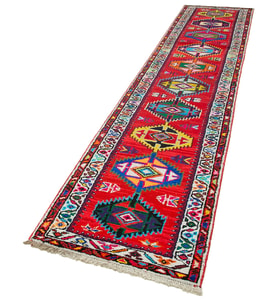 Kırmızı Halı Geometrik Desenli El Dokuma Bohem Stil Mutfak Ve Koridor İçin Estetik Seçenek