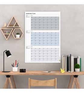 Tarihsiz Üç Aylık Duvar Takvimi, 90 Günlük Plan, Duvar Planlayıcı, Gri Renk - 70x100 cm