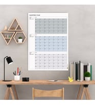 Tarihsiz Üç Aylık Duvar Takvimi, 90 Günlük Plan, Duvar Planlayıcı, Gri Renk - 70x100 cm