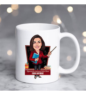 Kişiye Özel Bilgili Öğretmenim Karikatürlü Esprili Bardak