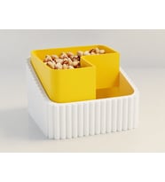 3D Baskı Fıstık Kasesi - Çift Hazneli Kabuk Ayırıcı Sunum Kasesi - Beyaz Sarı