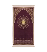 Bursa İpek Mürdüm Mandala Desen Kabartmalı Özel Dokuma Seccade